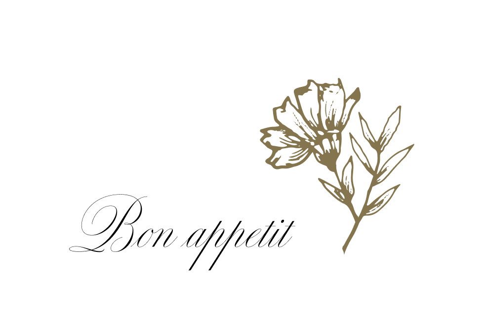 Custom botanical illustration paired with Bon appétit script