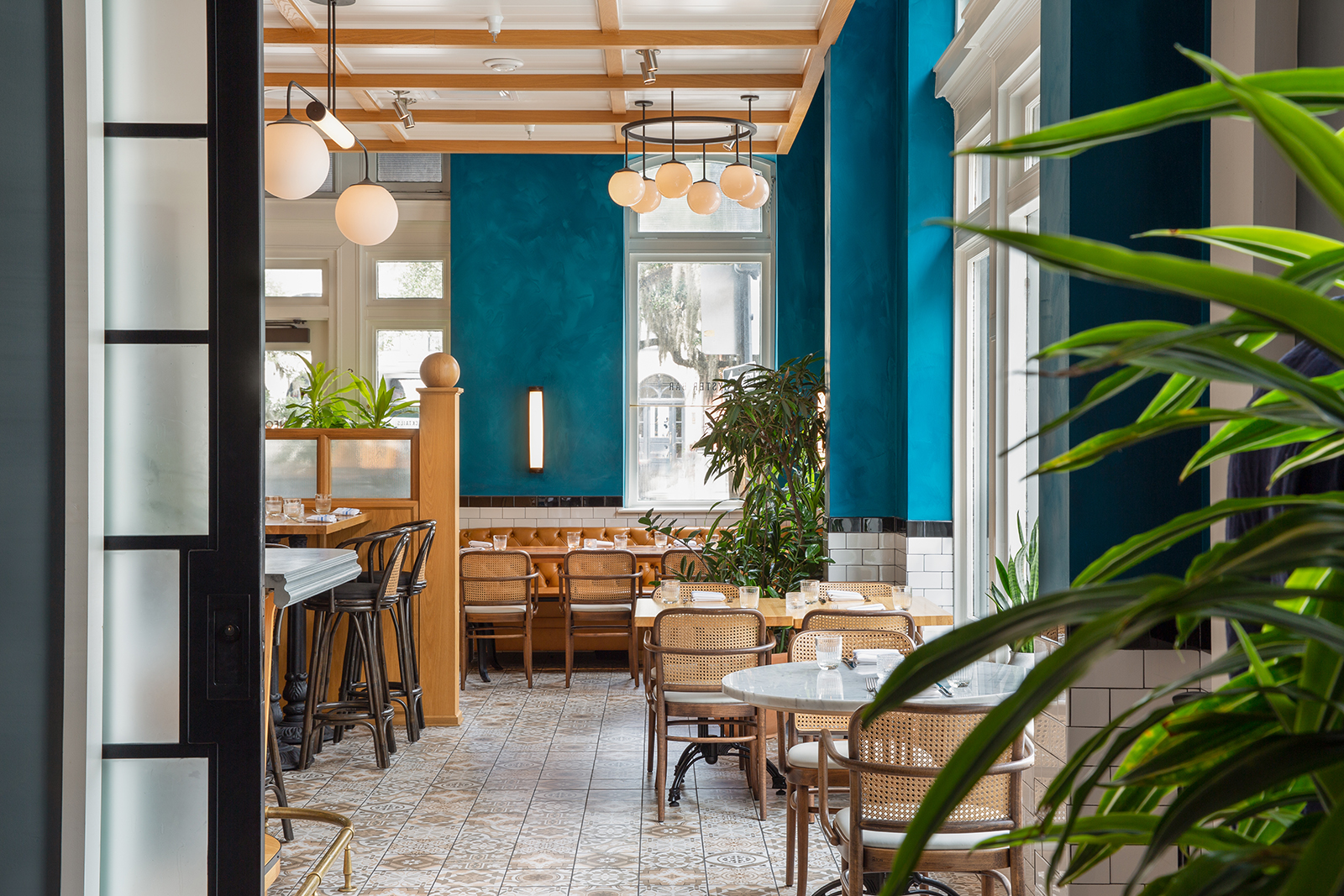 The Drayton — oyster bar interior with teal walls