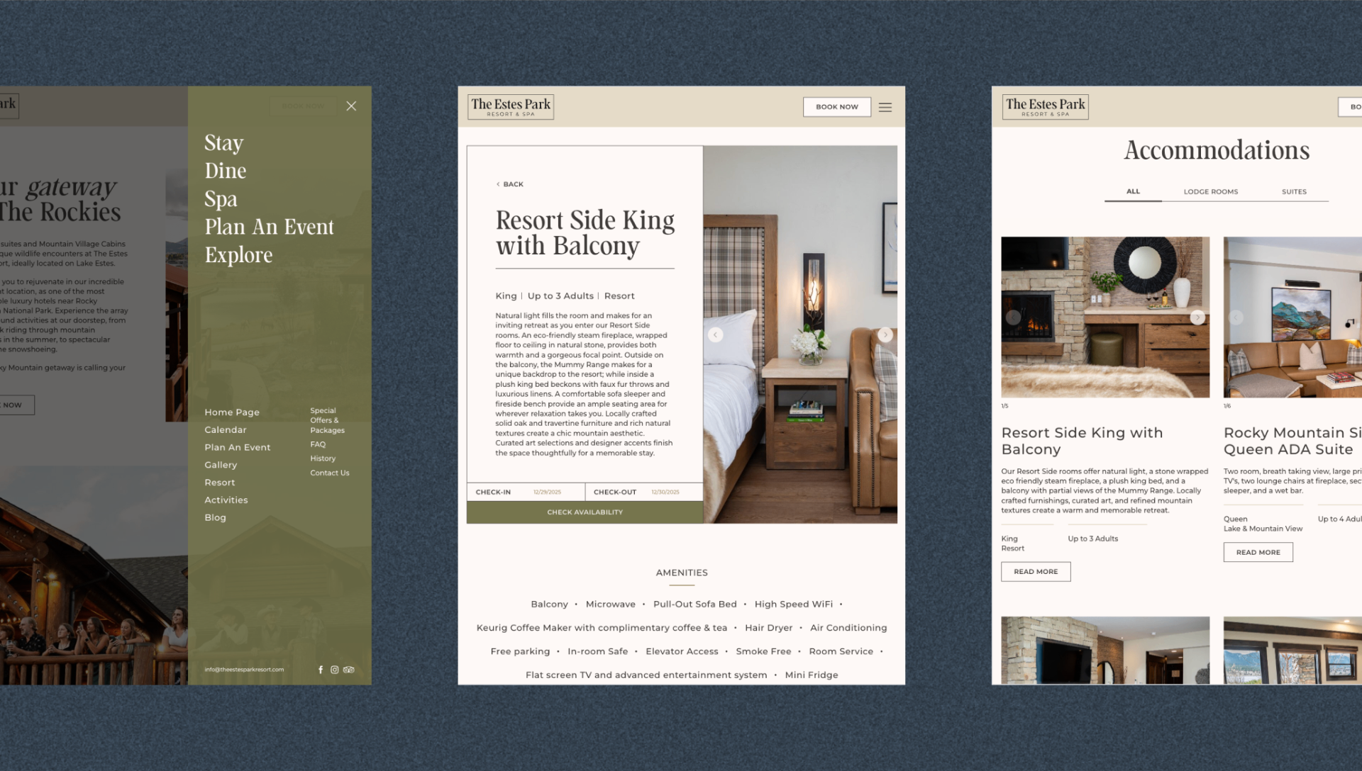 The Estes Park Resort — tablet responsive views