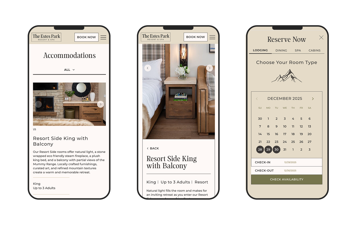 The Estes Park Resort — mobile accommodations flow