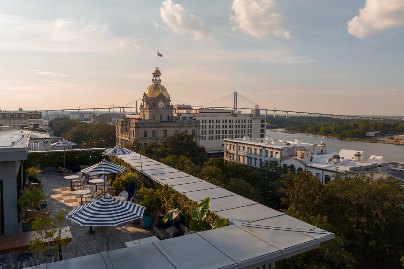 Aerial view of Savannah rooftop