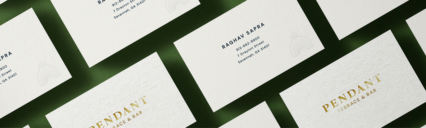 Pendant Terrace & Bar business cards collateral